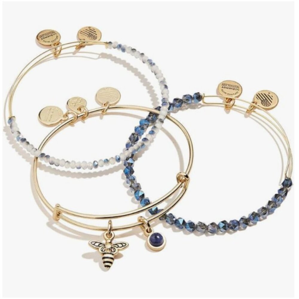 Alex and Ani Honey Bee Duo Charm Set of 3 Bangle Bracelet NWT